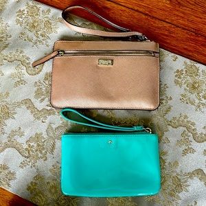 Kate Spade ♠️ wristlets gold leather and patent aqua
